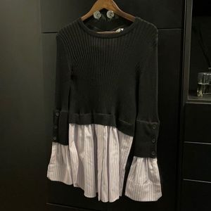 Kenzo black sweater and striped shirt